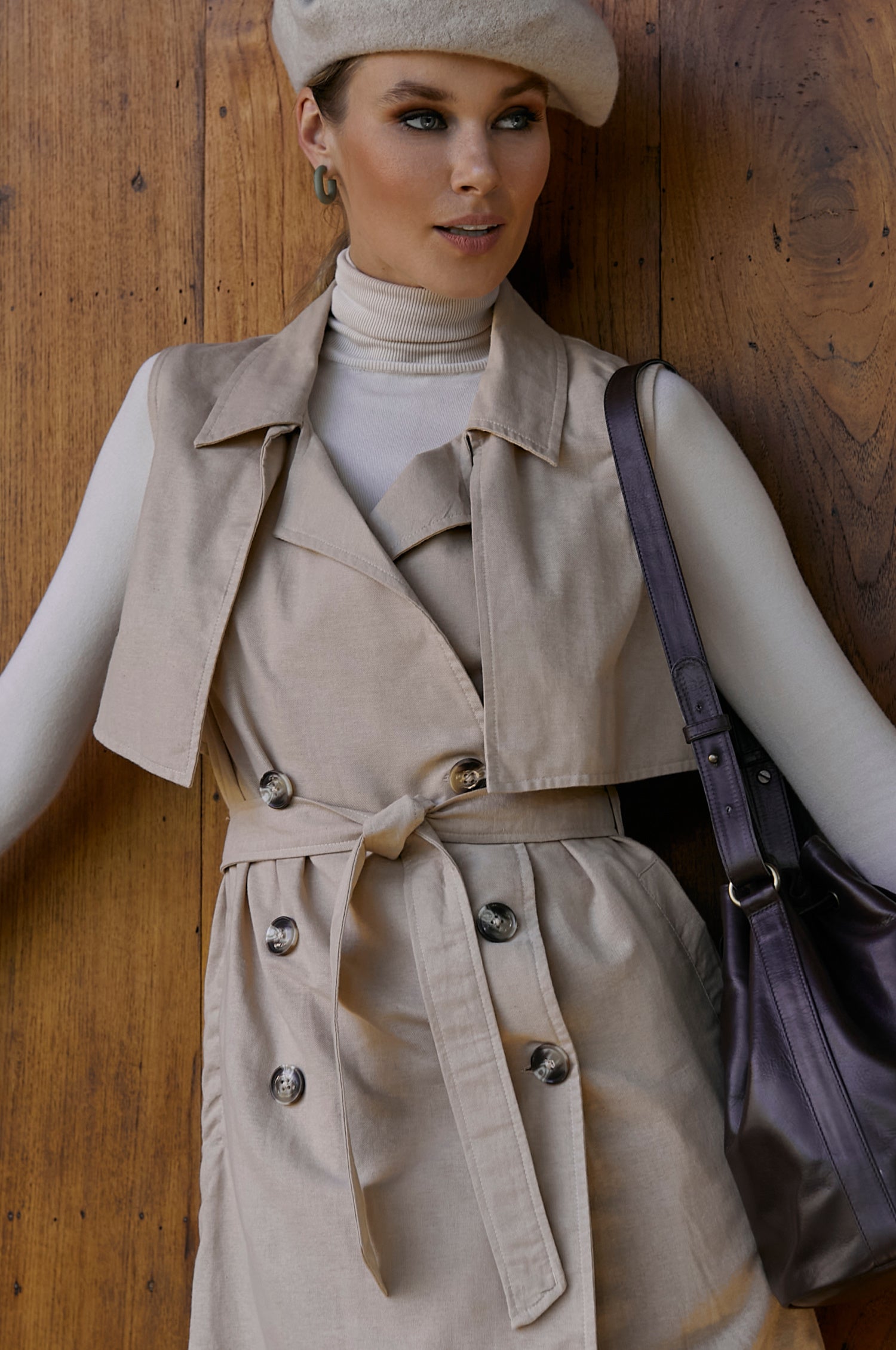 Arden Belted Vest Trench - Weekend Beige