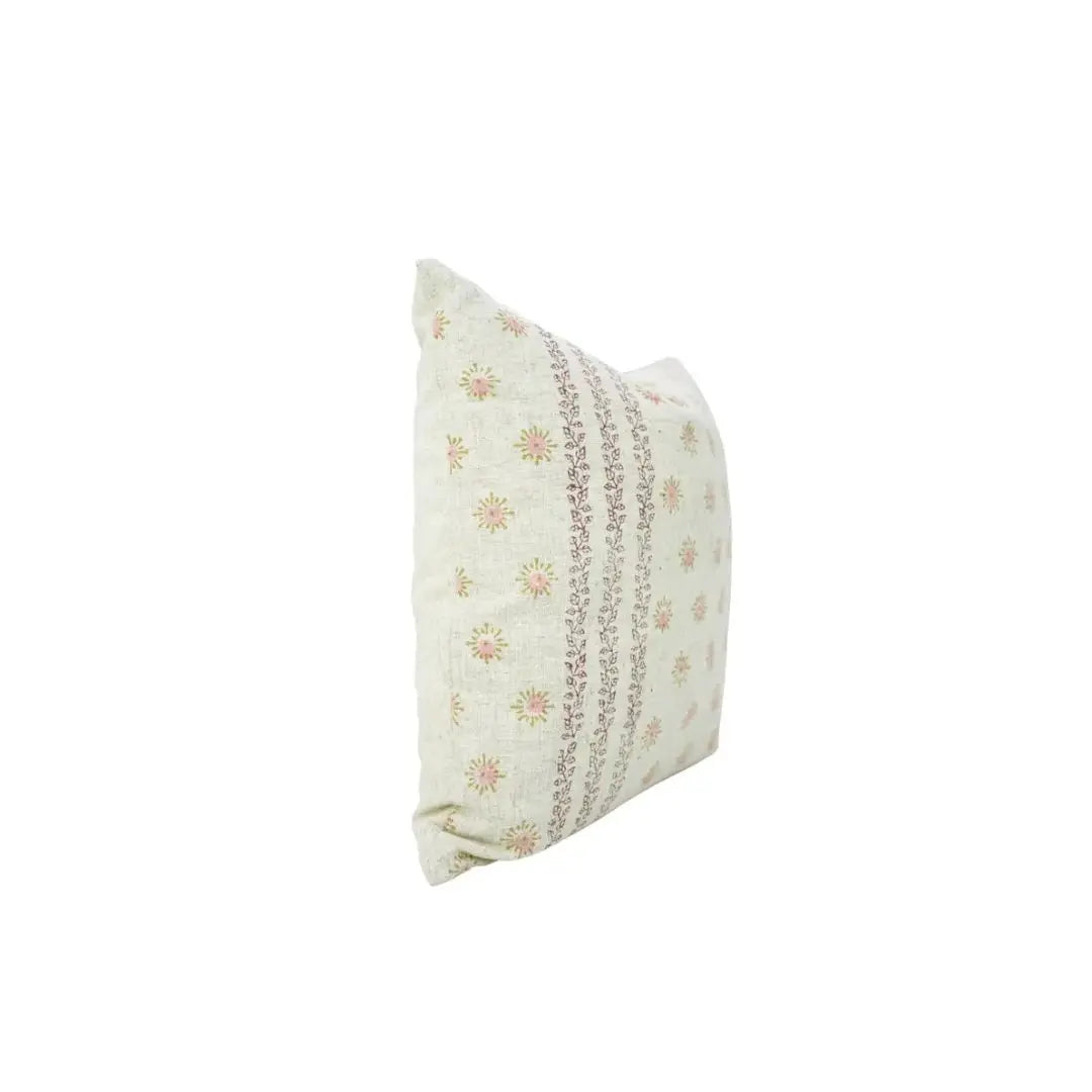 Hand Block Print Viscose Linen Pillow Cover - Happy Bloom