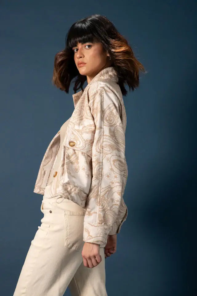 Gabriela Embroidered Linen Jacket – Natural