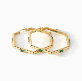 The Claire Hexagon Hoop Earrings - Large