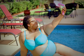 Curvy Kate Sheer Class Padded Balcony Bikini Top Turquoise