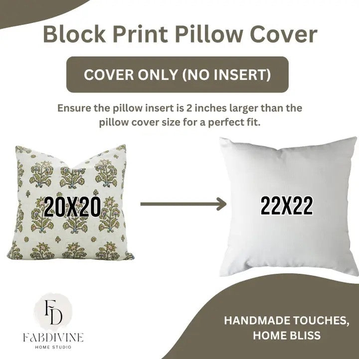 Crafted Hand Block Printed Design Viscose Linen Pillow Cover - Sadabahar