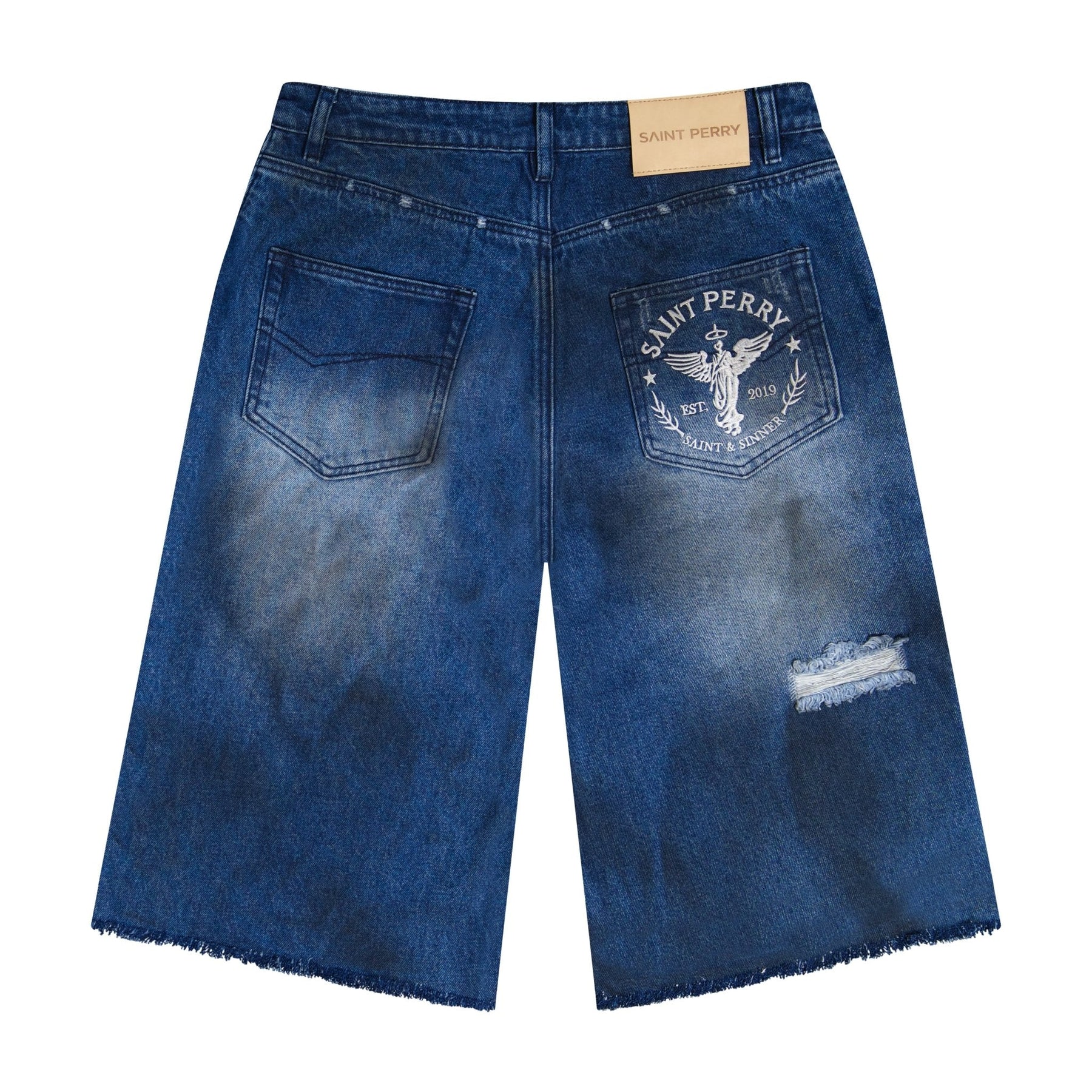 Distressed Effect Demin Shorts