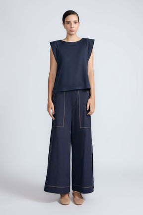 Regina Pima Cotton Knit Top | Navy