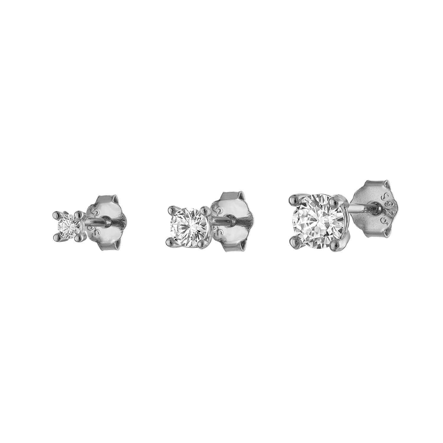 3 Gold Pave Earring Stud Set