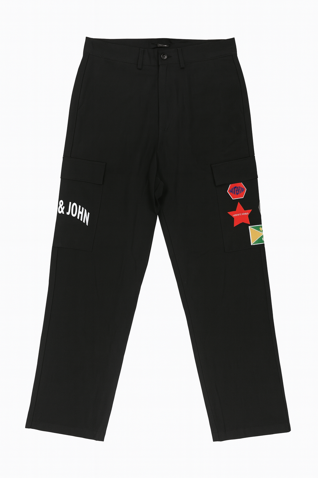 Black Logo Patch Cargo Pants