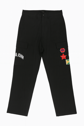 Black Logo Patch Cargo Pants