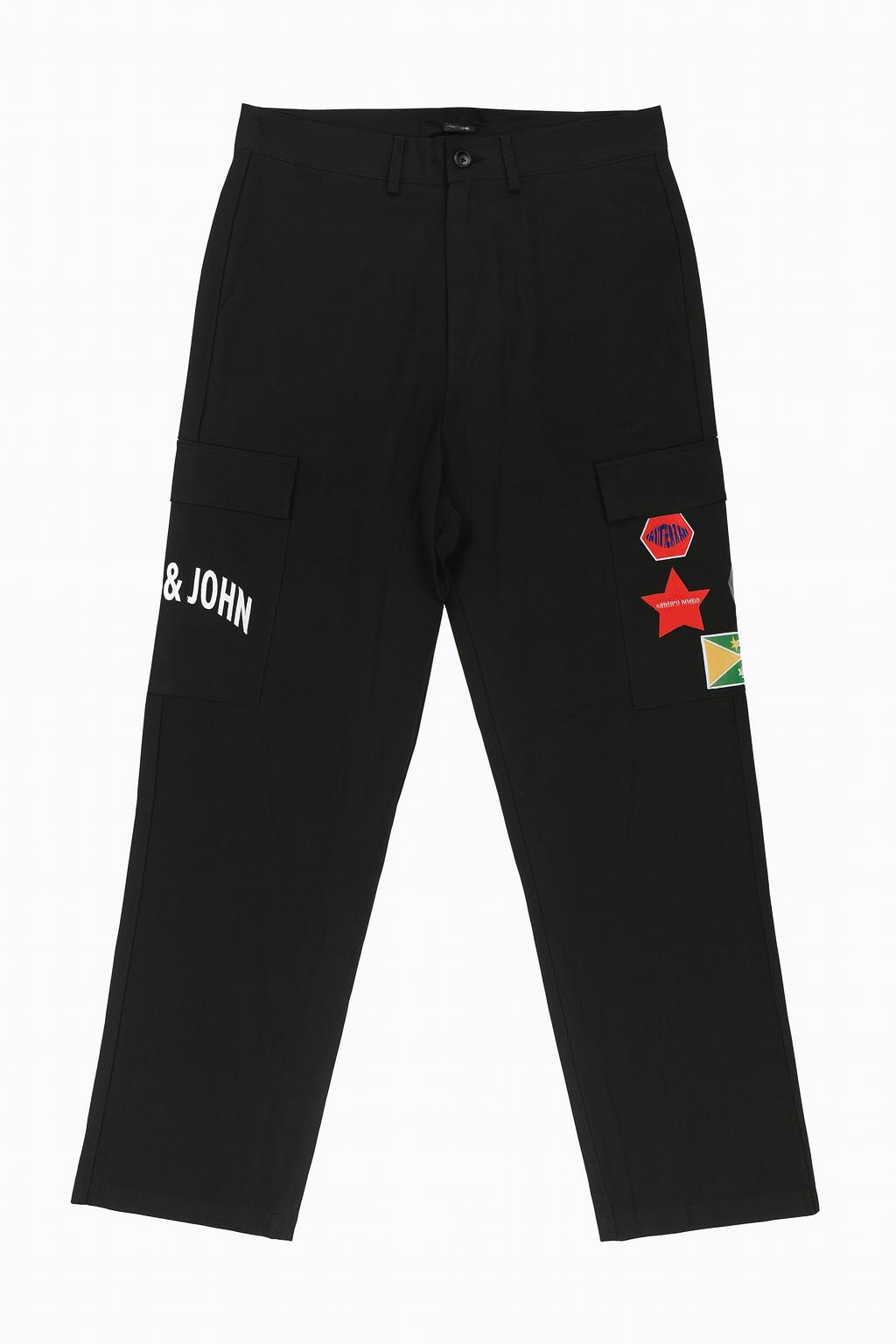 Black Logo Patch Cargo Pants