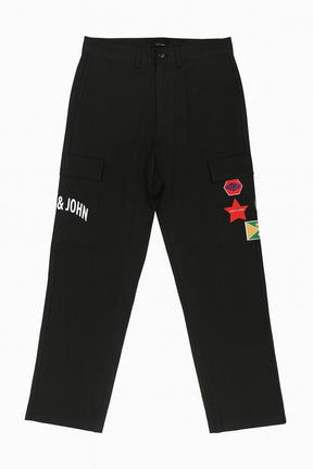 Black Logo Patch Cargo Pants