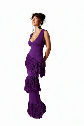 Uyai Sequin Fringe Maxi Dress