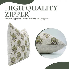 Bohemian Block Printed Desgin Viscose Linen Cushion Cover - Samraat