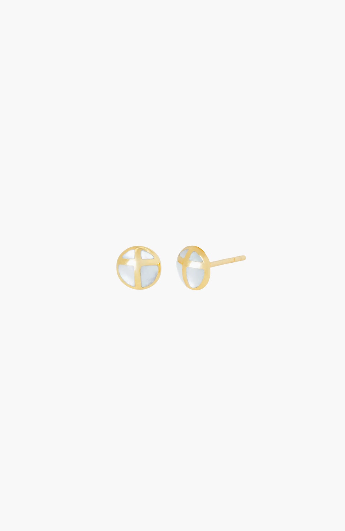 Mother Of Pearl Cross Dome Stud Earrings
