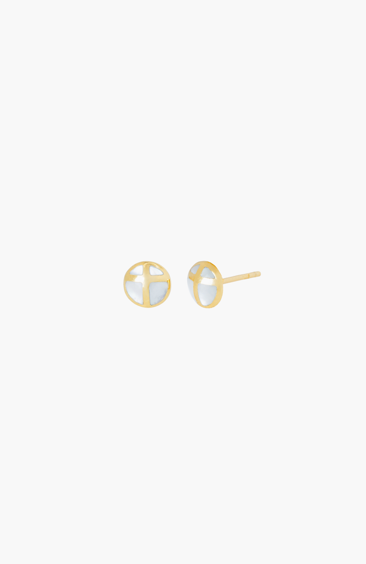 Mother Of Pearl Cross Dome Stud Earrings