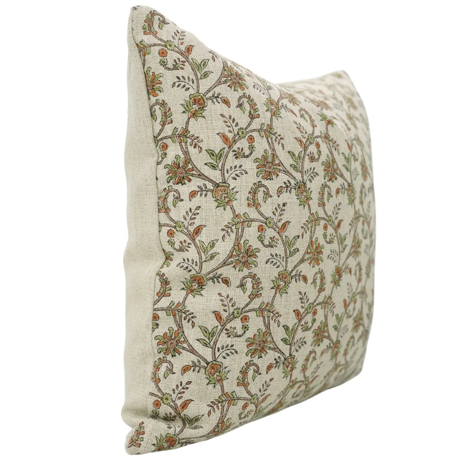 Hand Block Print Thick Linen Pillow Cover - Varanasi Cushion For Living Room
