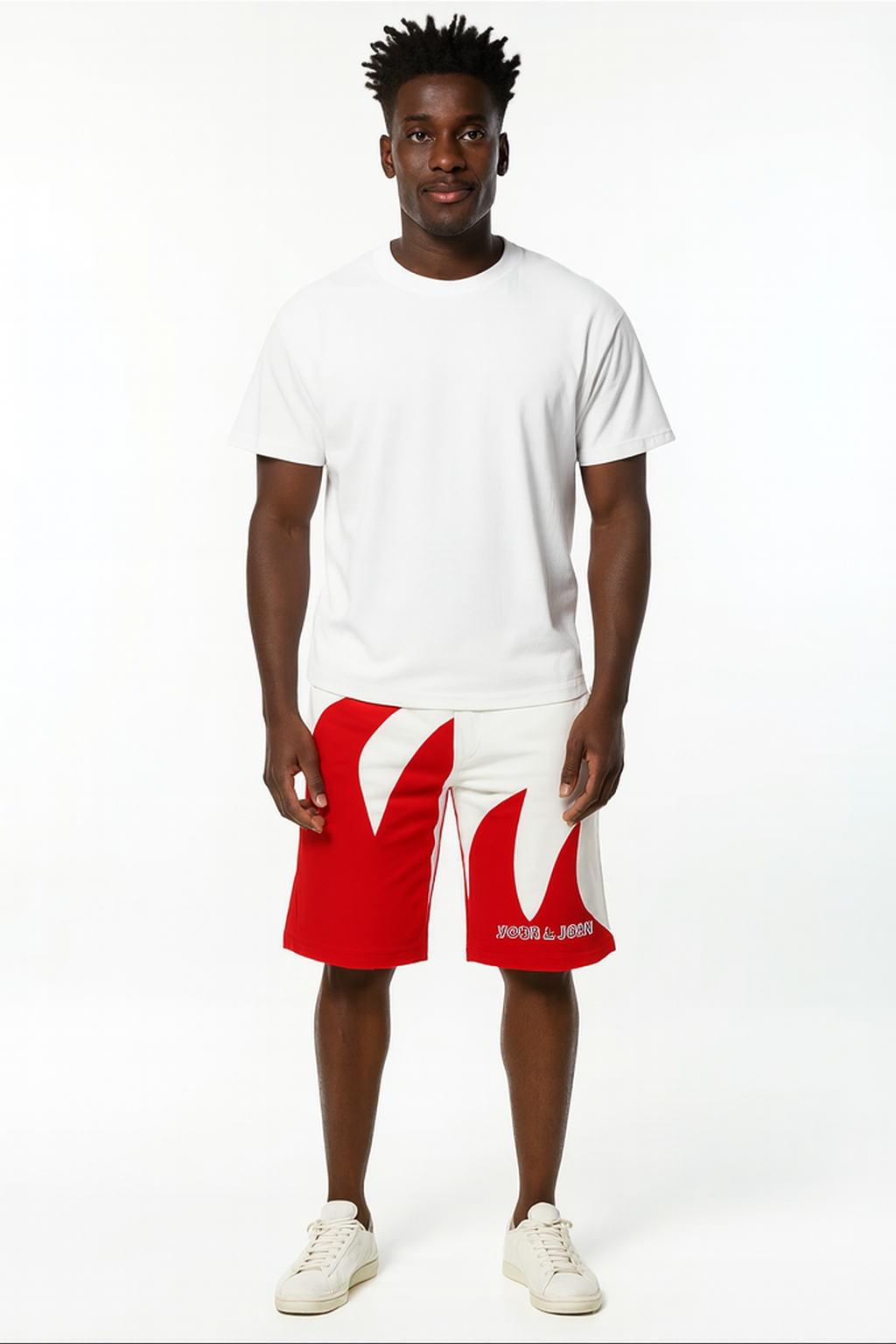 Red and White Wave Shorts
