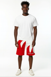 Red and White Wave Shorts