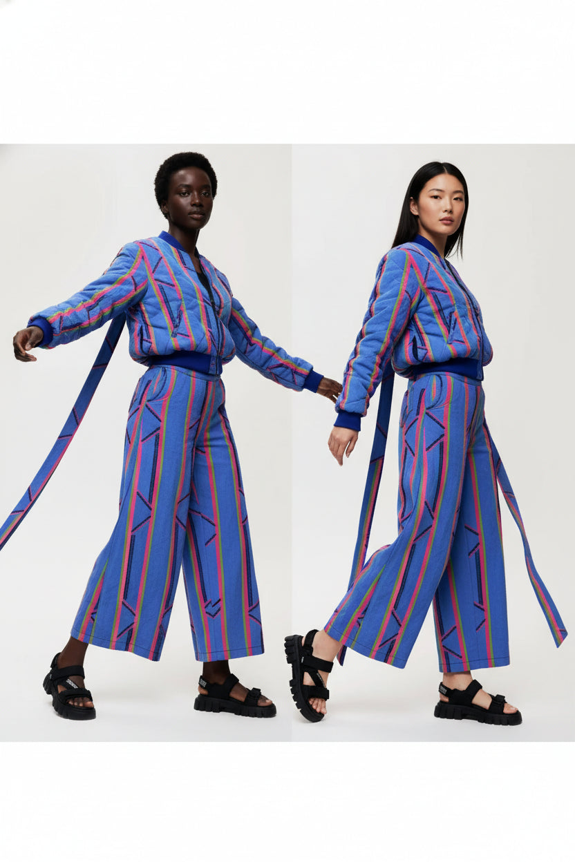 KEYS,  Denim-Style Wide-Leg Trousers