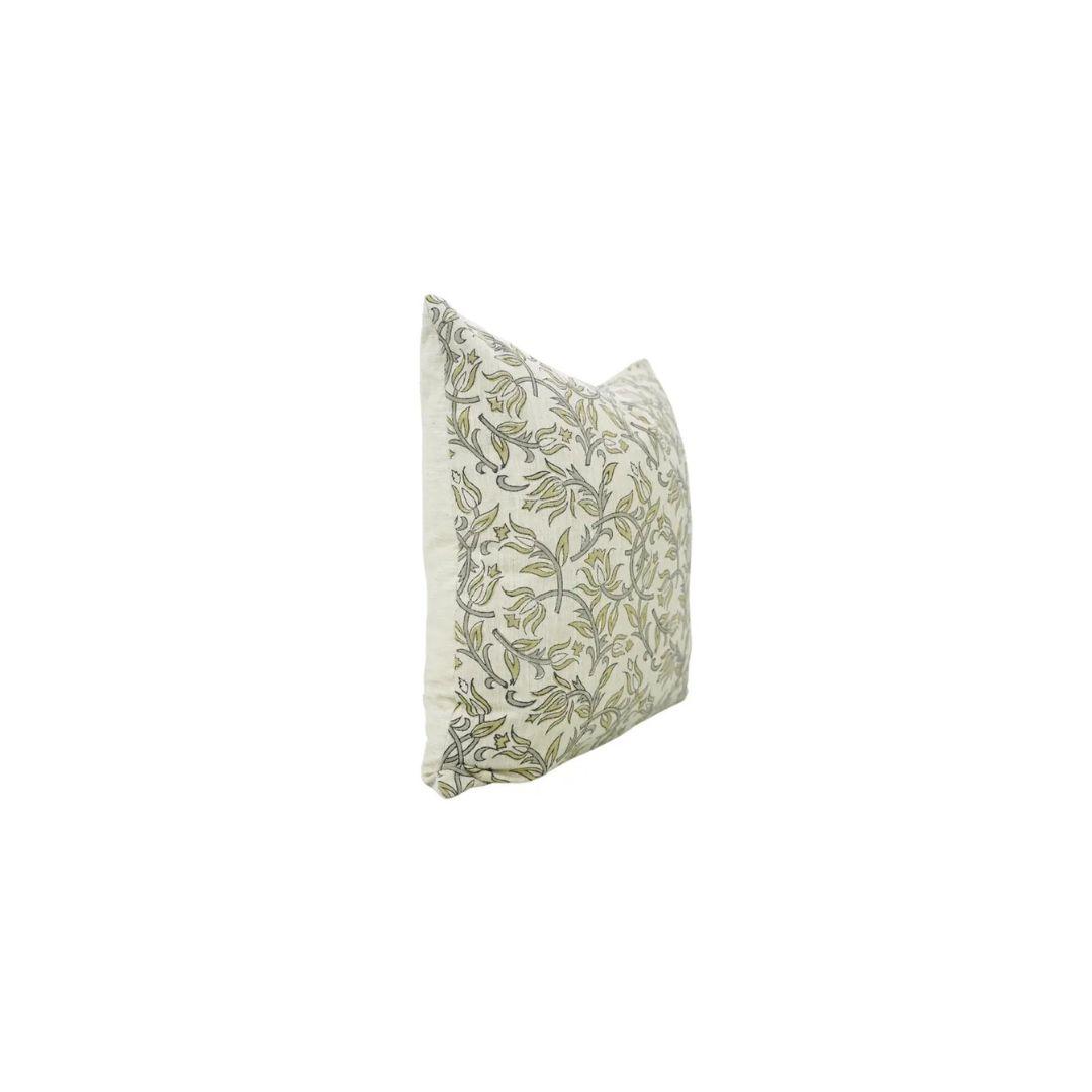 Unique Block Print Linen Blend Pillow Cover- Kamal Dutta