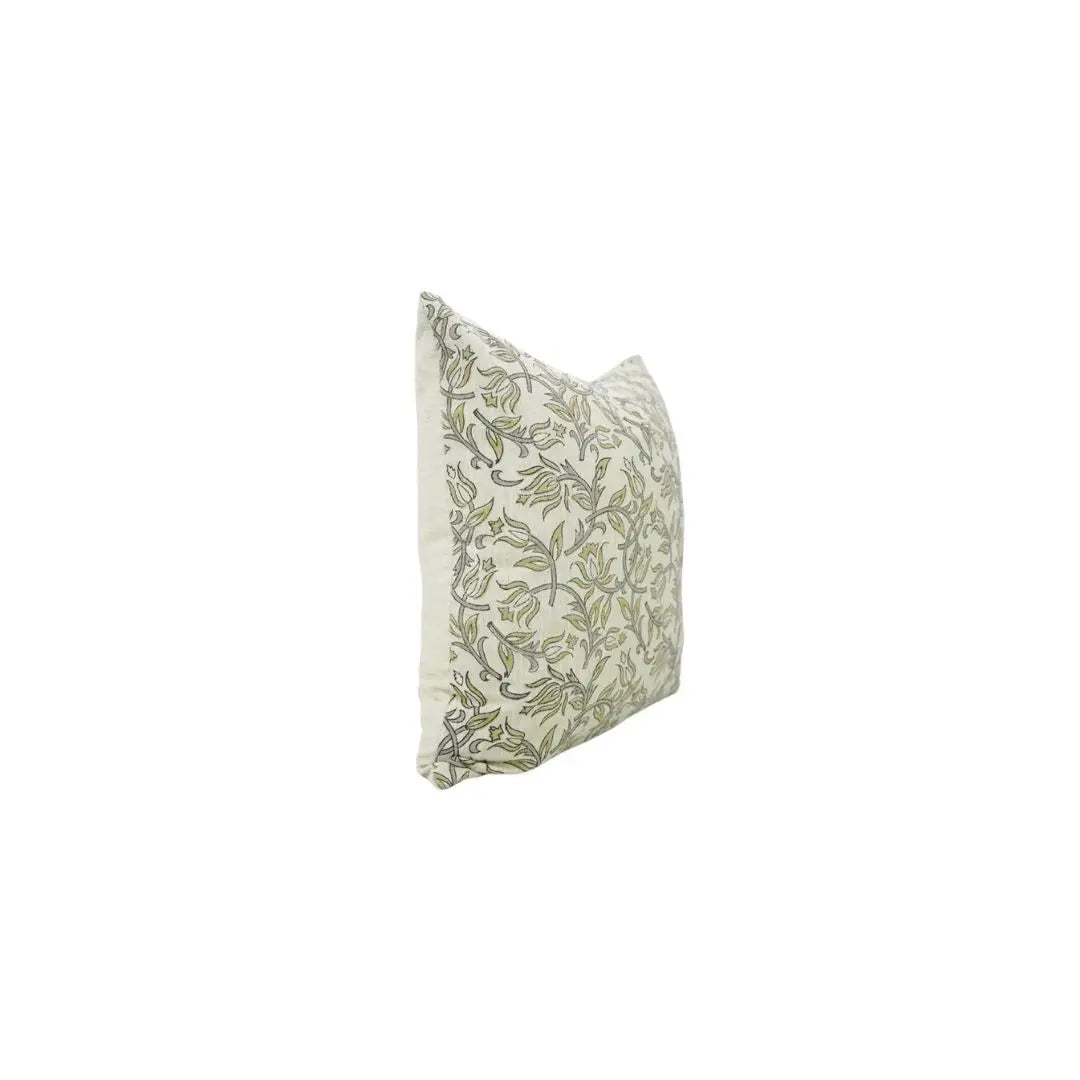 Unique Block Print Linen Blend Pillow Cover- Kamal Dutta
