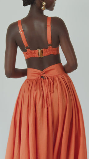 Linen DANI Maxi skirt in Orange
