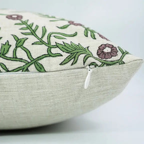 Decorative Block Printed Linen Blend Pillow Cover -  Shehjan