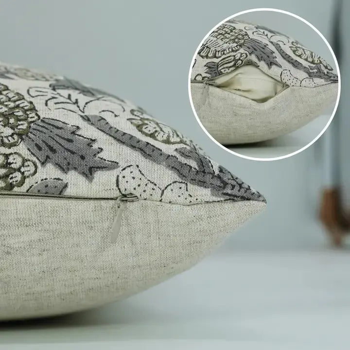 Stylish Hand Made Block Print Boho Viscose Linen Pillow Cover- Aakash