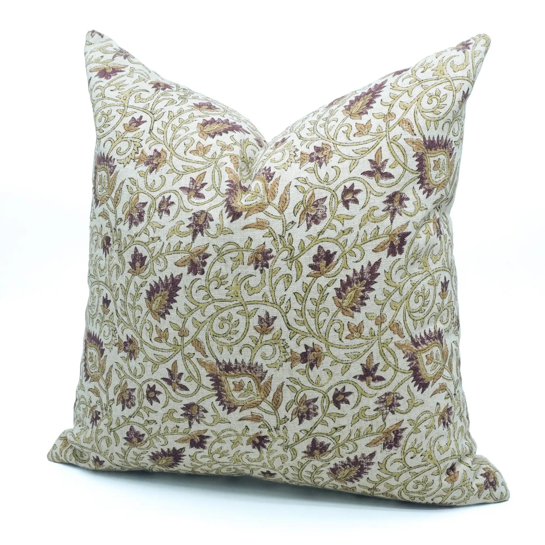 Hand Block Print Heavy Viscose Linen Throw Pillow Cover - Hawamahal