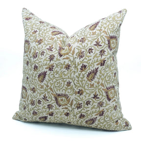 Hand Block Print Heavy Viscose Linen Throw Pillow Cover - Hawamahal