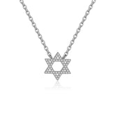 Star Of David Silver Pave Charm Necklace
