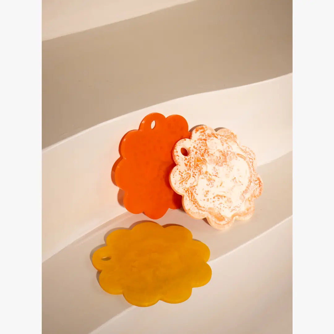 Scallop Resin Cheese Charcuterie Board, Orange - 9 Inches