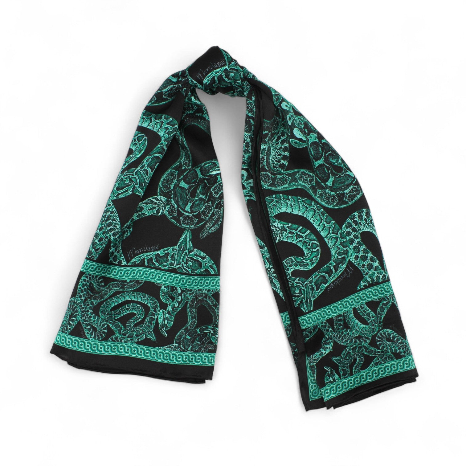 Silk Serpent Noir Scarf - Large
