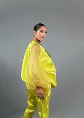 Boss Tunic Top and Pant set with sequin and bubble sleeves (Neon)