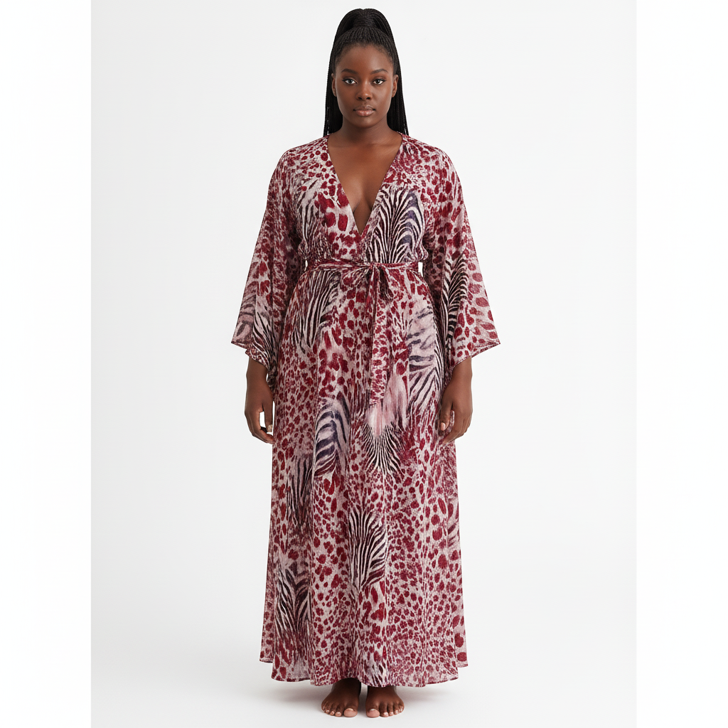 Silk Pink Safari Kimono