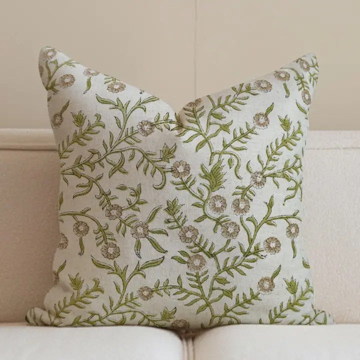 Home Decor Hand Block Print Viscose Linen Pillow Cover - Shejan