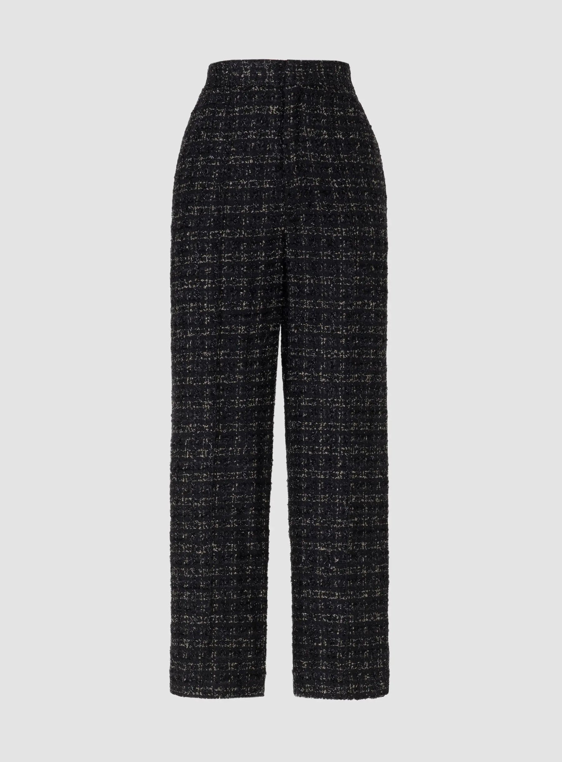Fancy Tweed Wide Leg Pants with Elastic Waistband