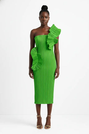 Elegant One-Shoulder Midi ‘Noelle” Dress
