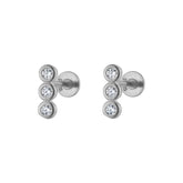 Triple Round Pavé Silver Stud Earrings