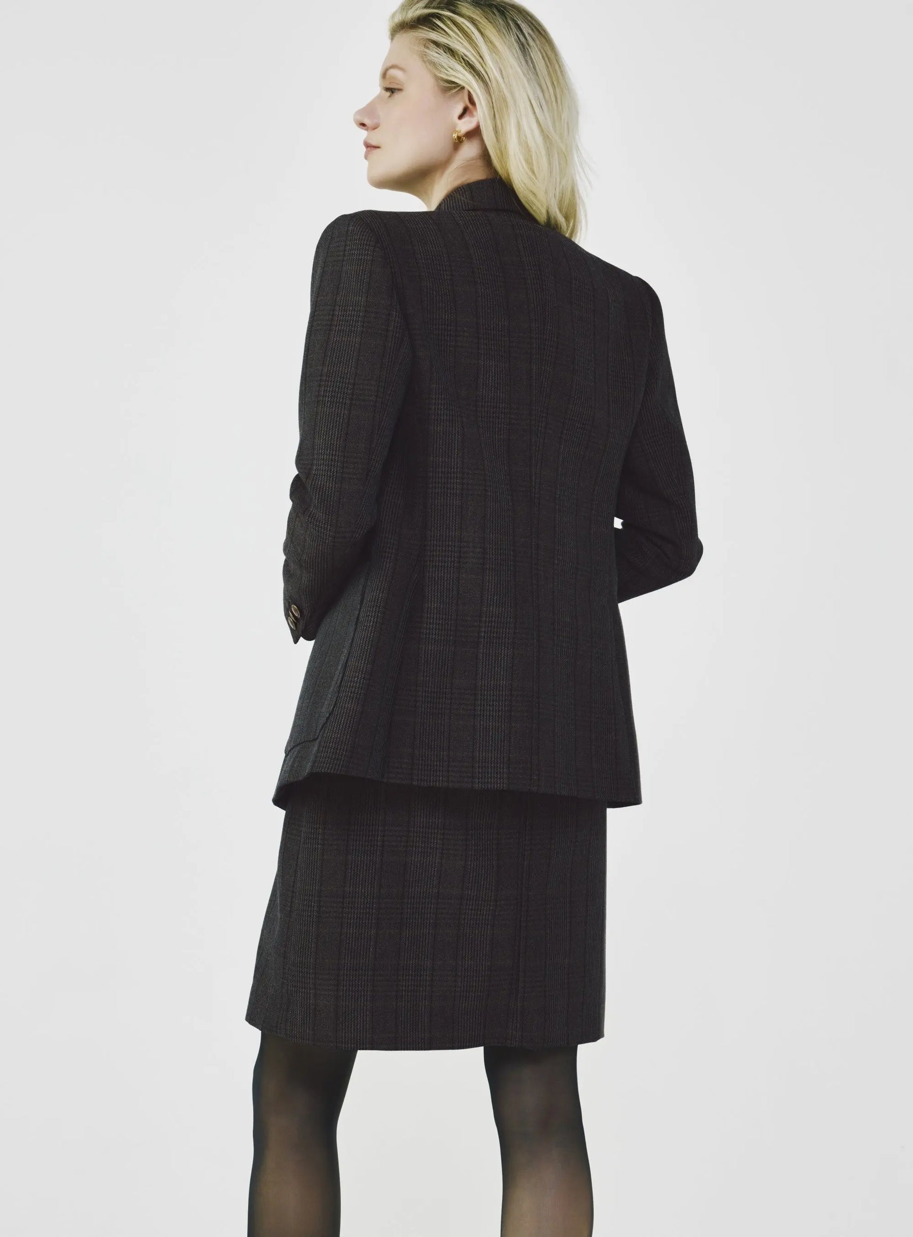 Double-Breasted Plaid Blazer