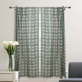 Indian  Block Print Viscose Colored Linen Curtain-ulta Kamal