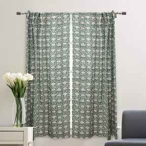 Indian  Block Print Viscose Colored Linen Curtain-ulta Kamal