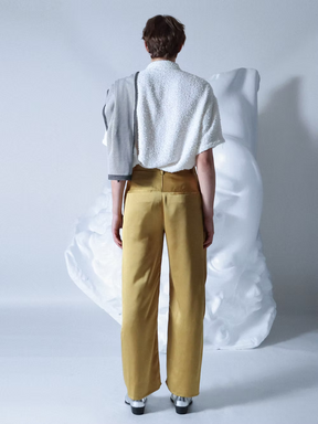 Mesh-stoled White Tweed Boxy Short Shirt