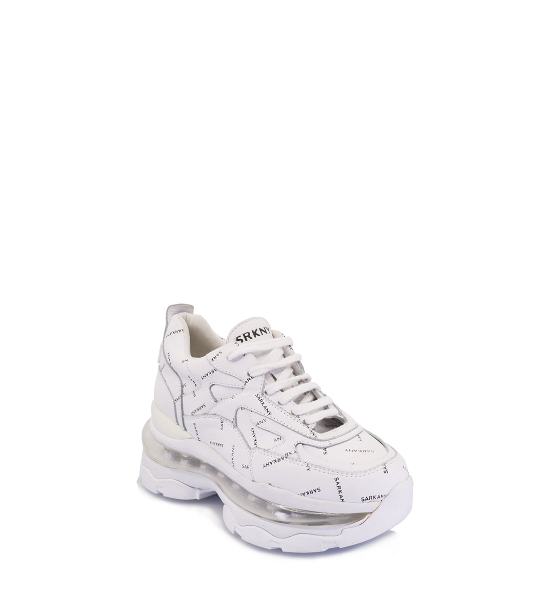 Sleek White Leather & Suede Sneakers Full