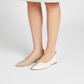 Lola Pointed Two-Tone Leather Flats