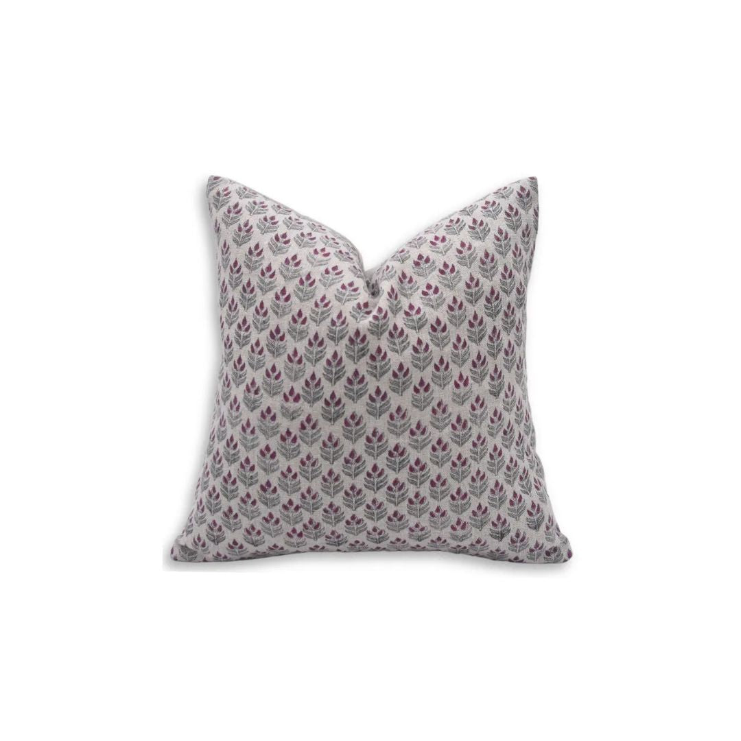 Unique Floral Block Print Thick Linen Pillow Cover - Alia
