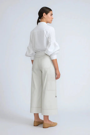 Belen Cotton Palazzo Pants | Silver