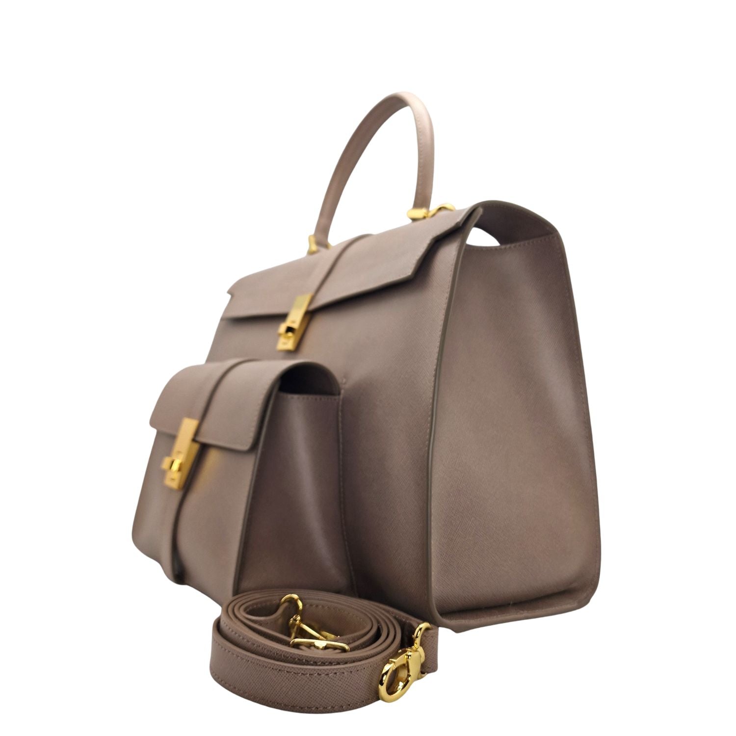 Ethereal Double Dose Bag In Saffiano Calf Leather - Tortora Grey