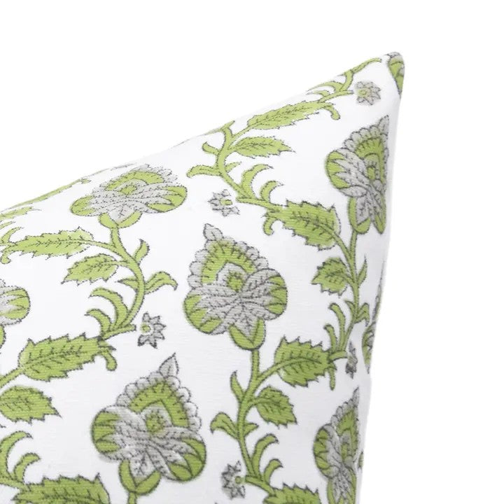 Classic Hand Made Block Print Thick Cotton White Pillow Cover - Madhubala