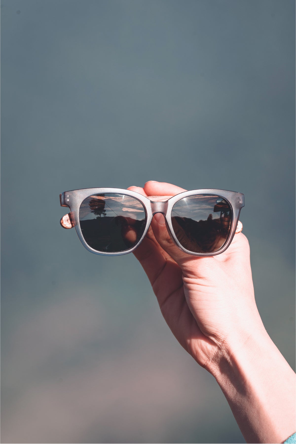 Grey Cat-Eye Wooden Sunglasses - INTI