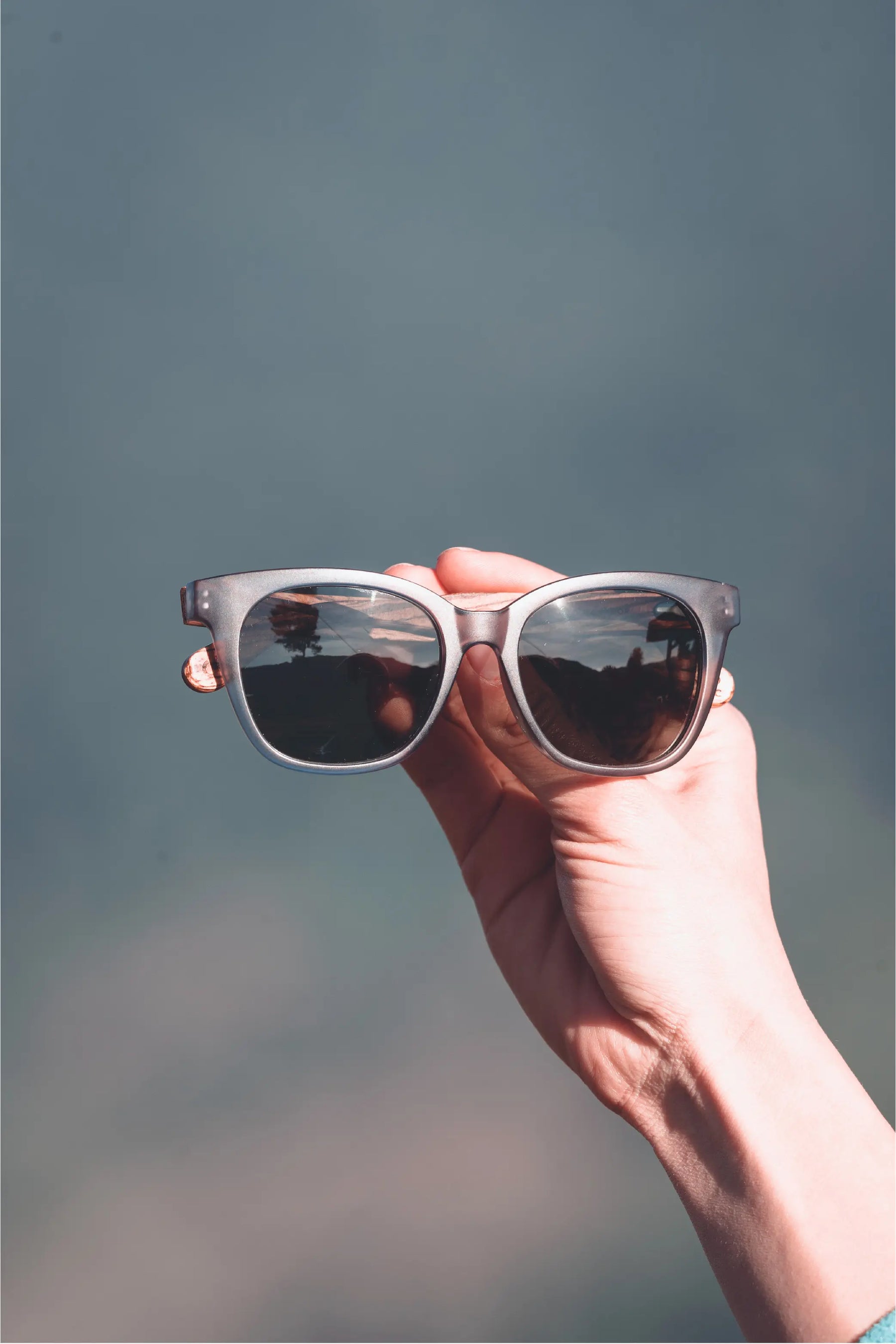 Grey Cat-Eye Wooden Sunglasses - INTI