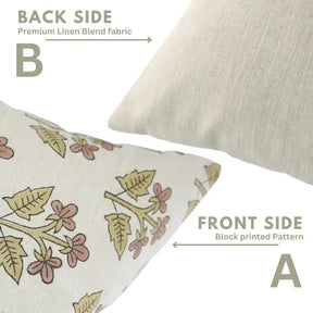 Handcrafted Block Print Linen Blend Pillow Cover - Chahat